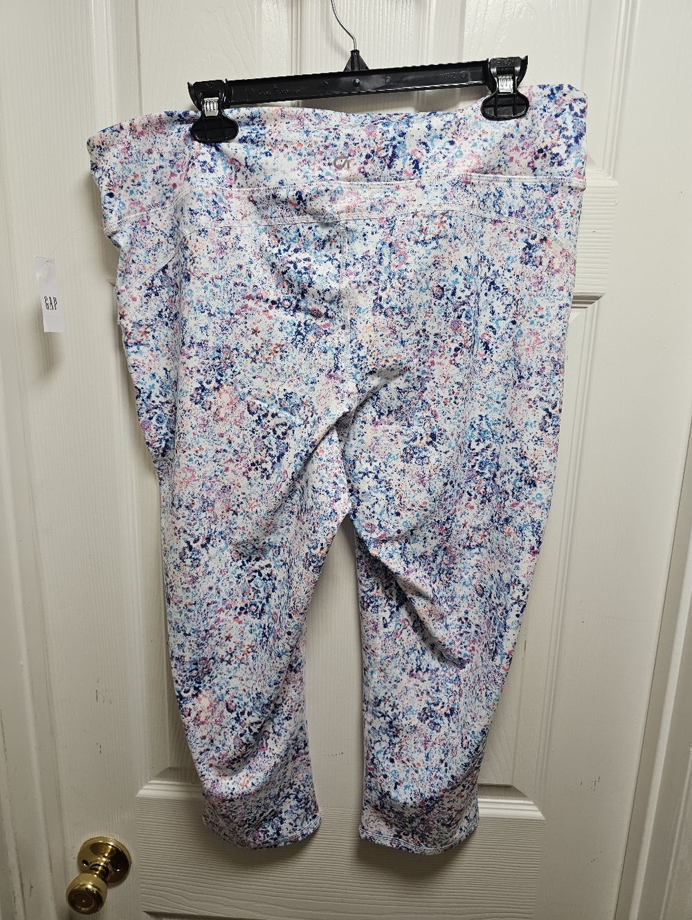 GAP Capri Leggings XL White Heather Multicolor Print Adjustable Waist NWT - Picture 5 of 8